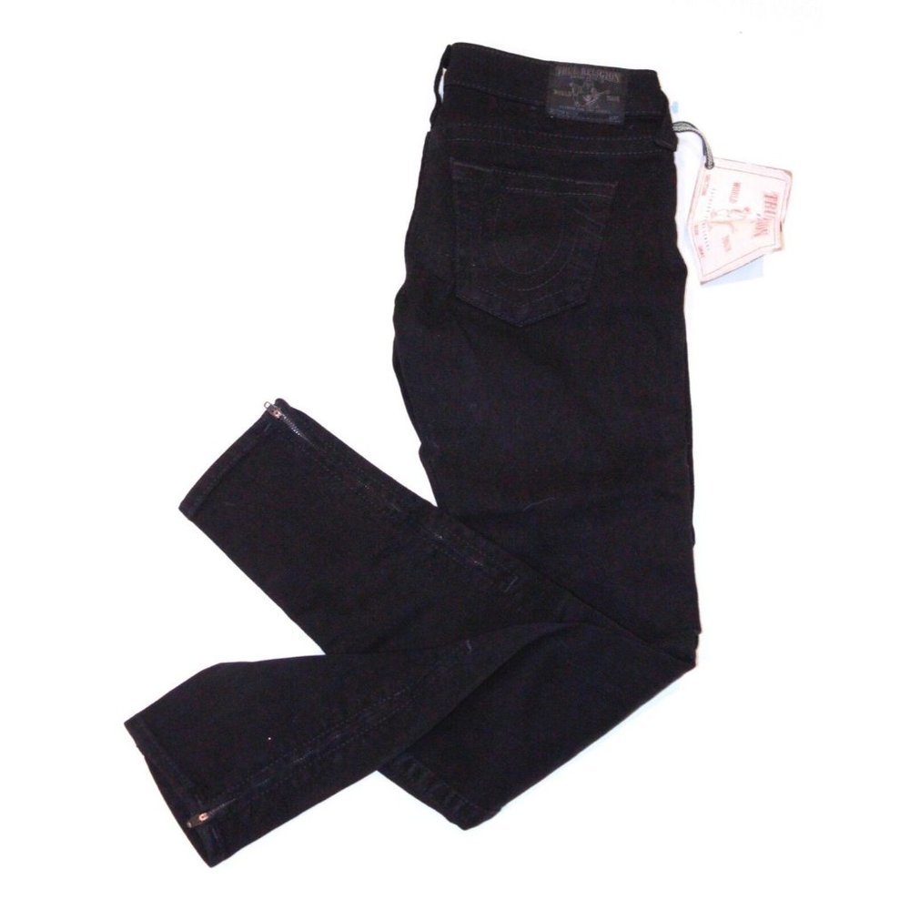 TRUE RELIGION Denim JEANS Destroyed  TORN Ripped ZIP 27